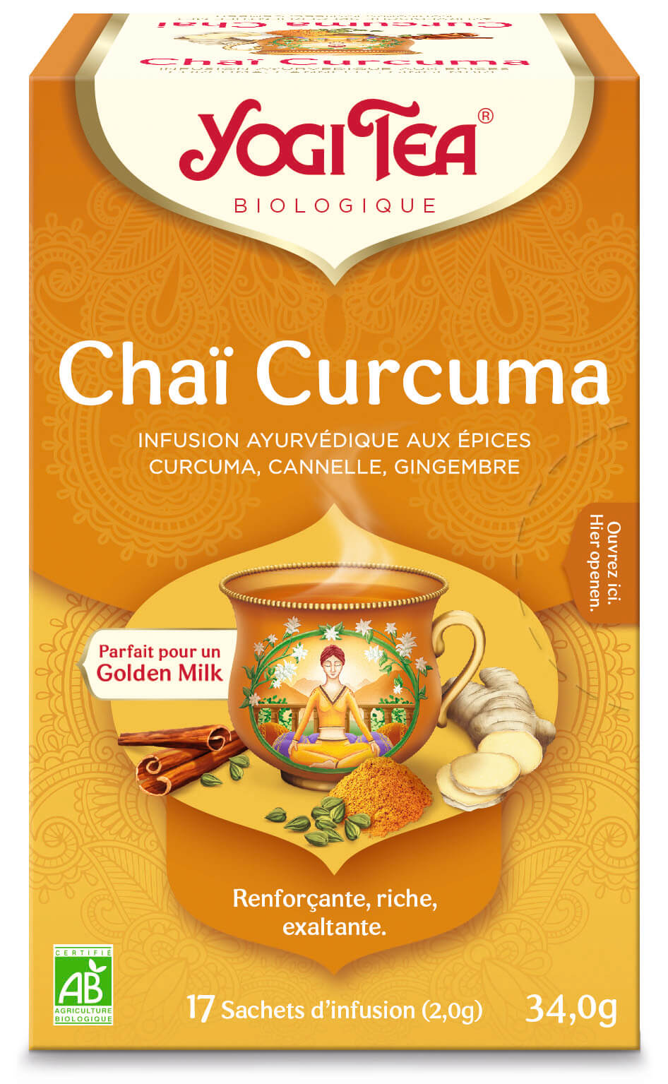 Yogi thé Chaï curcuma bio 17 sachets